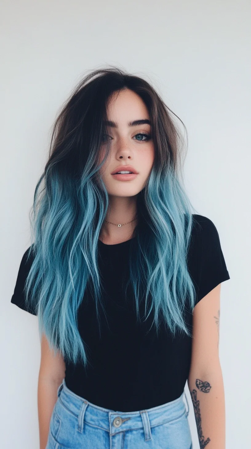 Beachy Waves with a Pop of Aqua: A Trendy Transformation