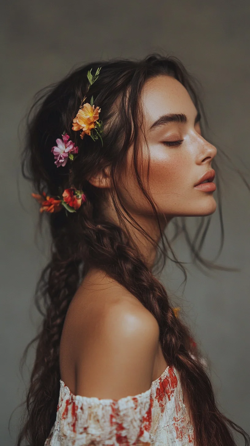 Bohemian Braids Effortless Elegance with Floral Flourishes