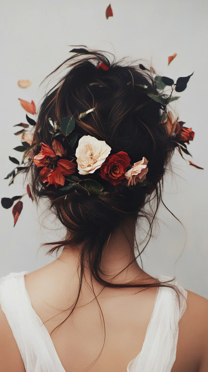 Bohemian Elegance A Romantic Floral Updo for Effortless Charm