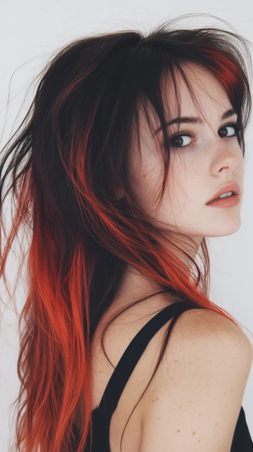 Bold and Beautiful: The Fiery Layered Lob with Vibrant Highlights