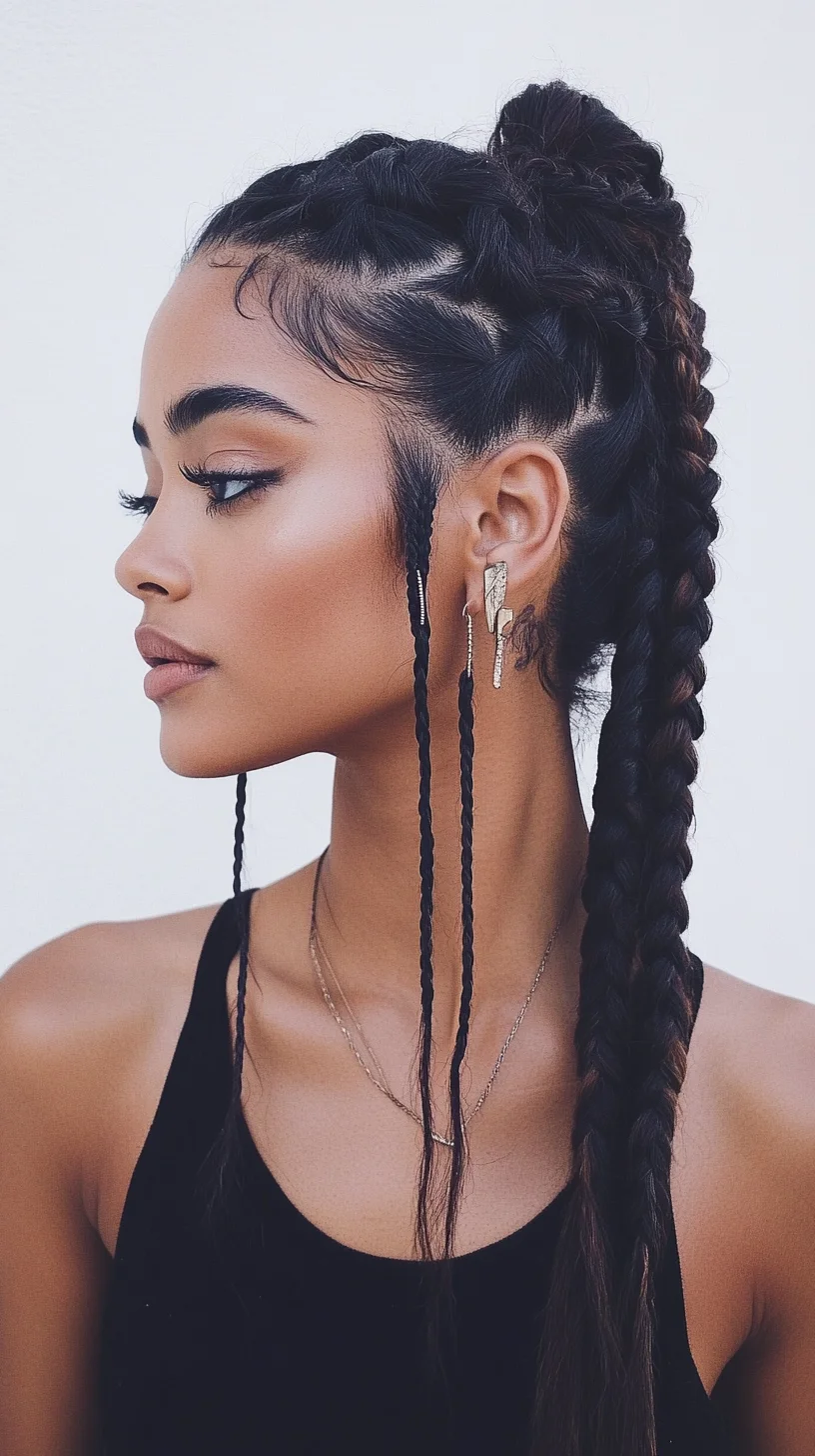 Bold and Chic: The High Braided Ponytail with Twists