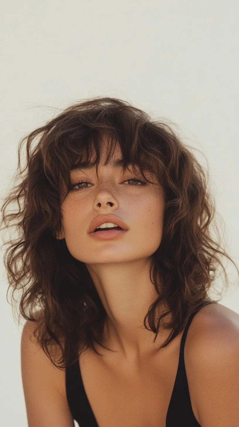 Catchy Effortlessly Chic: The Modern Shag with Soft Waves and Bangs