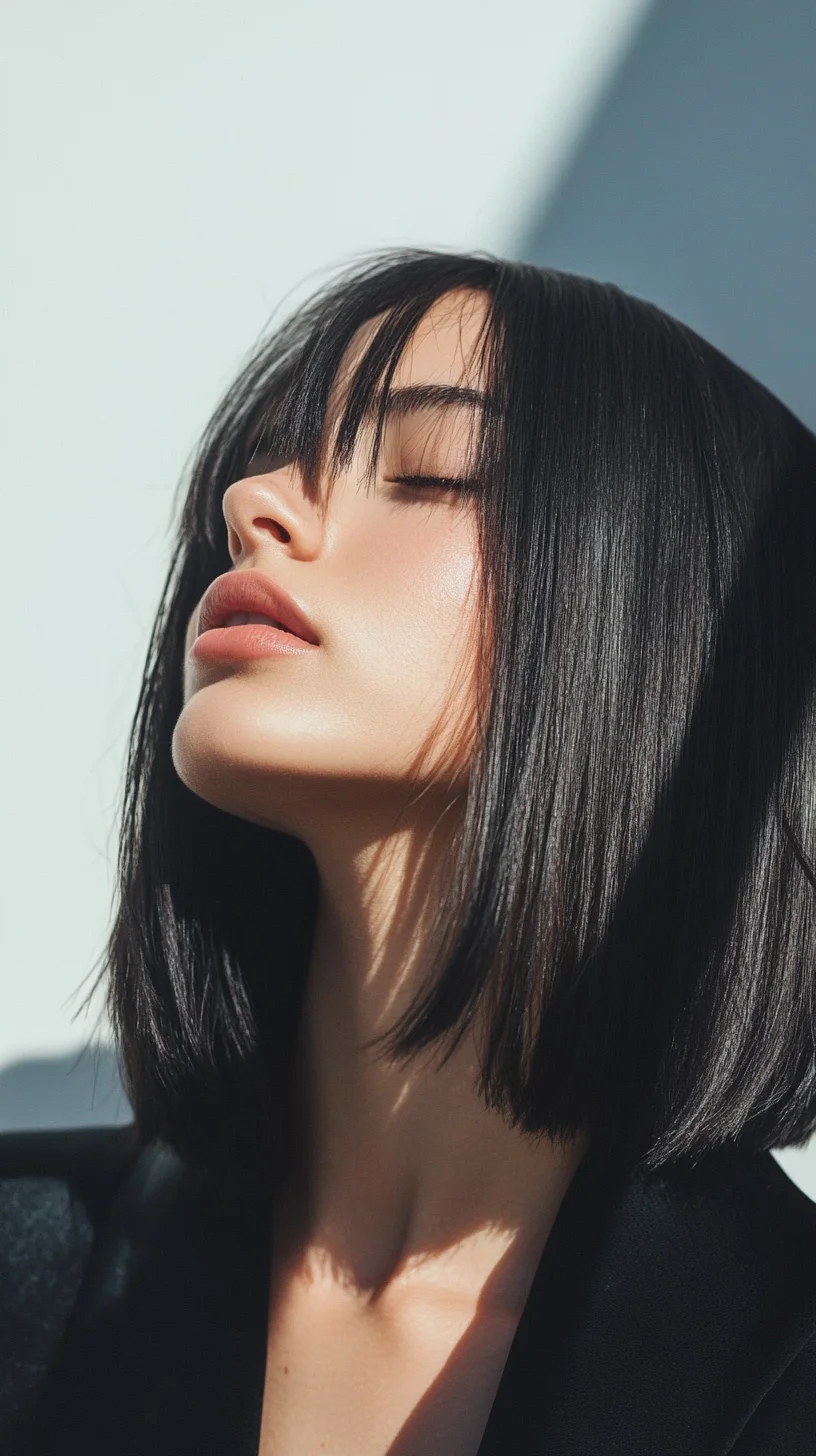 Chic and Sleek The Modern Blunt Bob with Face-Framing Bangs