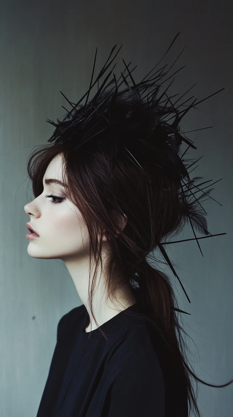 Edgy Elegance The Bold Feathered Crown Hairstyle