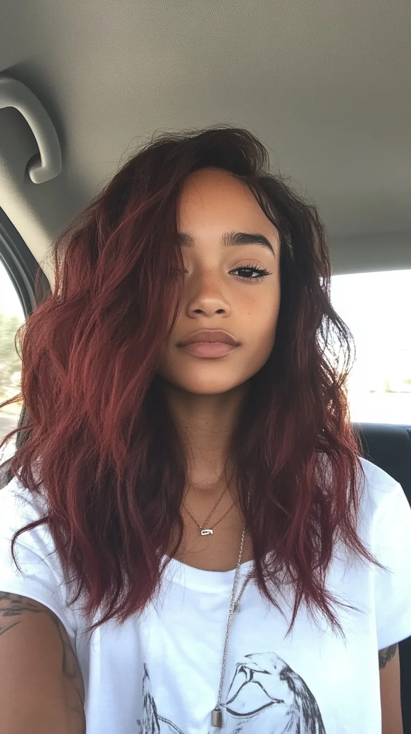 Effortless Beachy Waves with a Bold Burgundy Twist