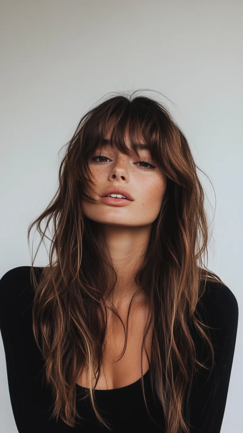 Effortless Bohemian Waves with Face-Framing Bangs