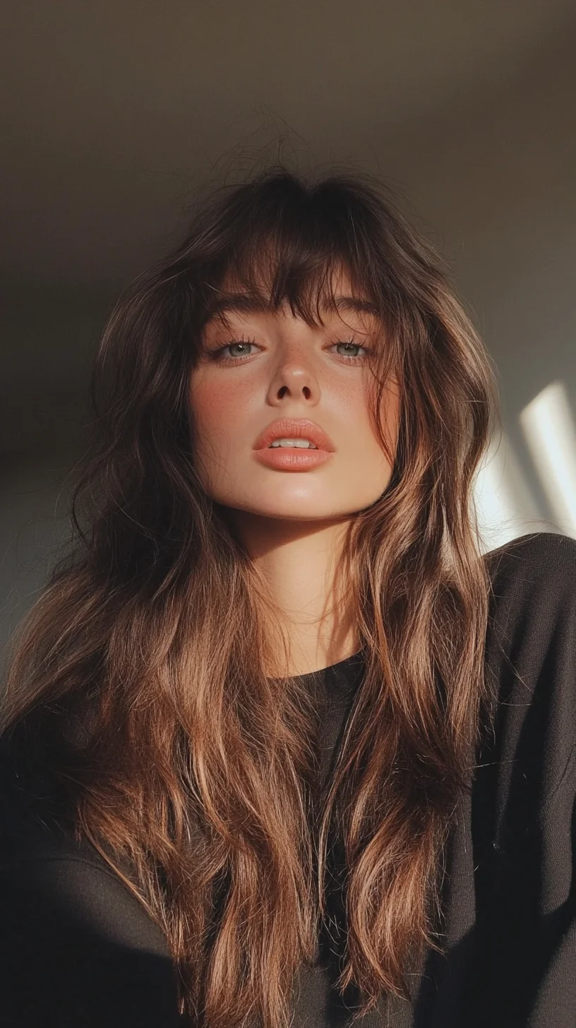 Effortless Boho Waves with Chic Bangs: A Perfect Blend of Lush and Flirty