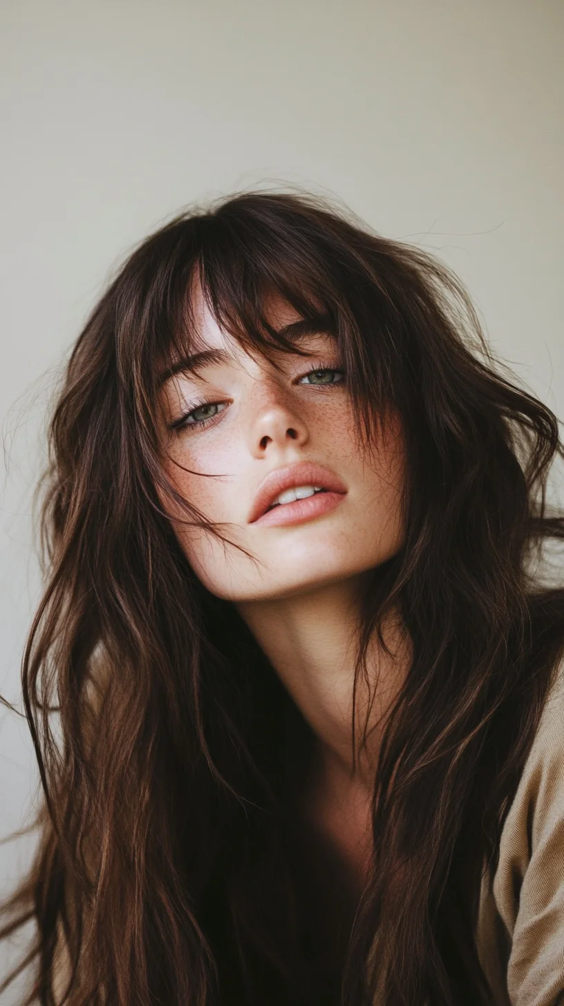 Effortless Boho Waves with Face-Framing Bangs