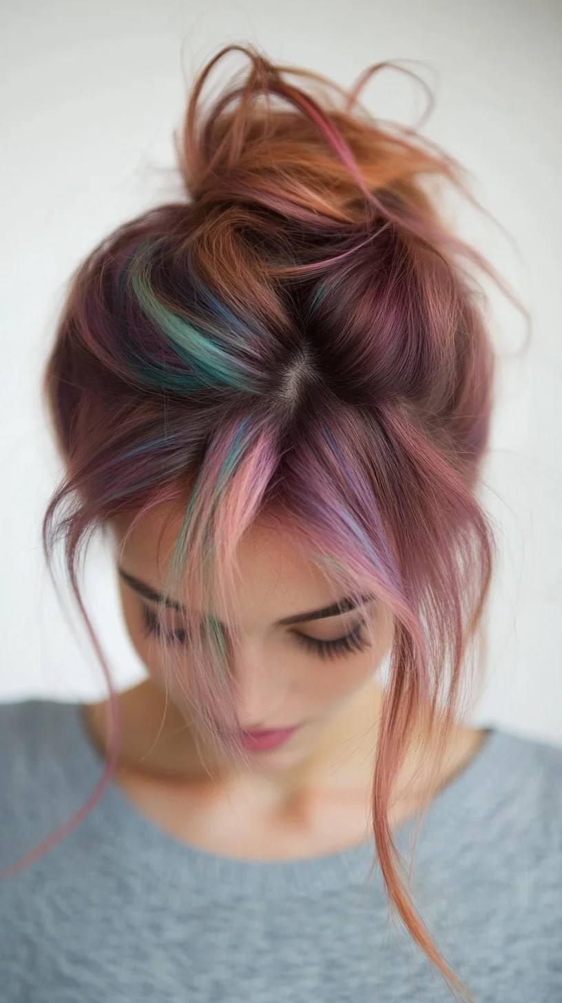 Effortless Chic The Dreamy Rainbow Bun with Subtle Waves