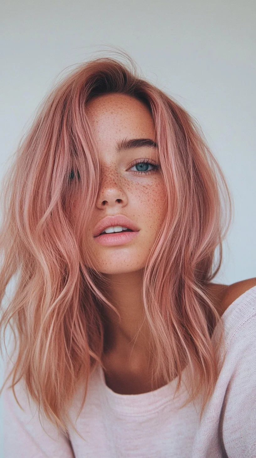 Effortless Chic: The Dreamy Rose Gold Shag Hairstyle