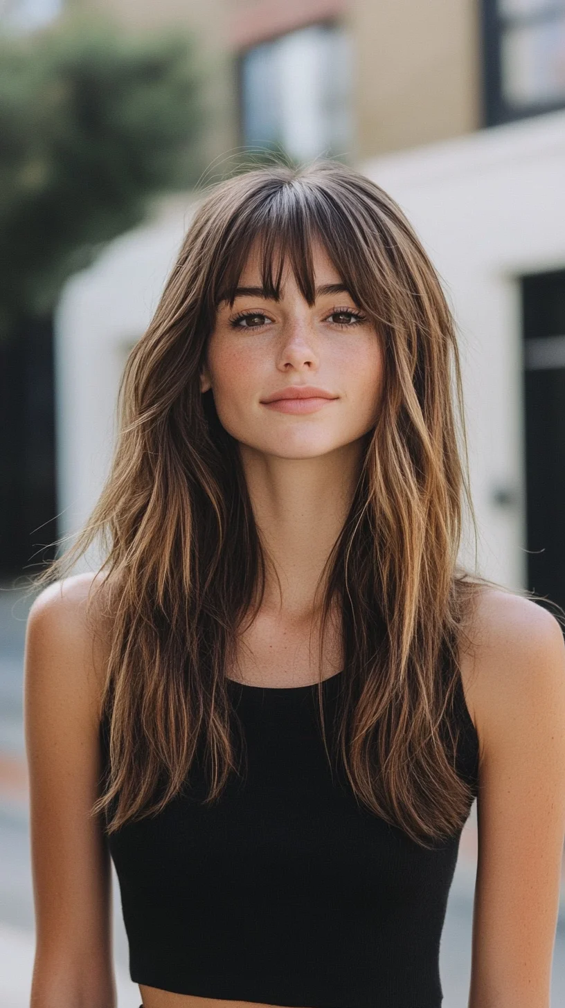 Effortless Chic: The Long Layered Hairstyle with Bangs