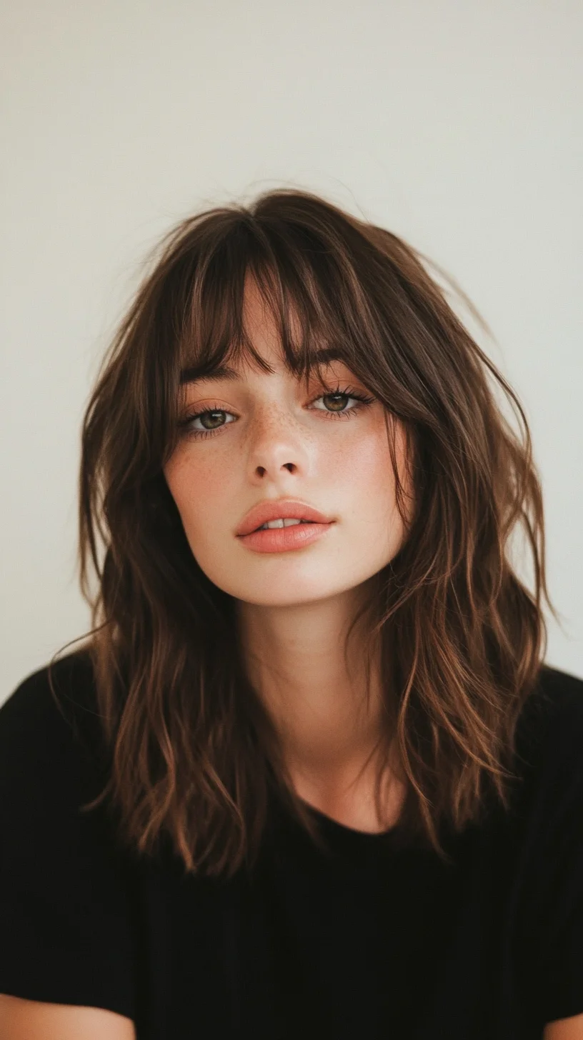 Effortless Chic The Messy Lob with Soft Bangs for Effortless Glam