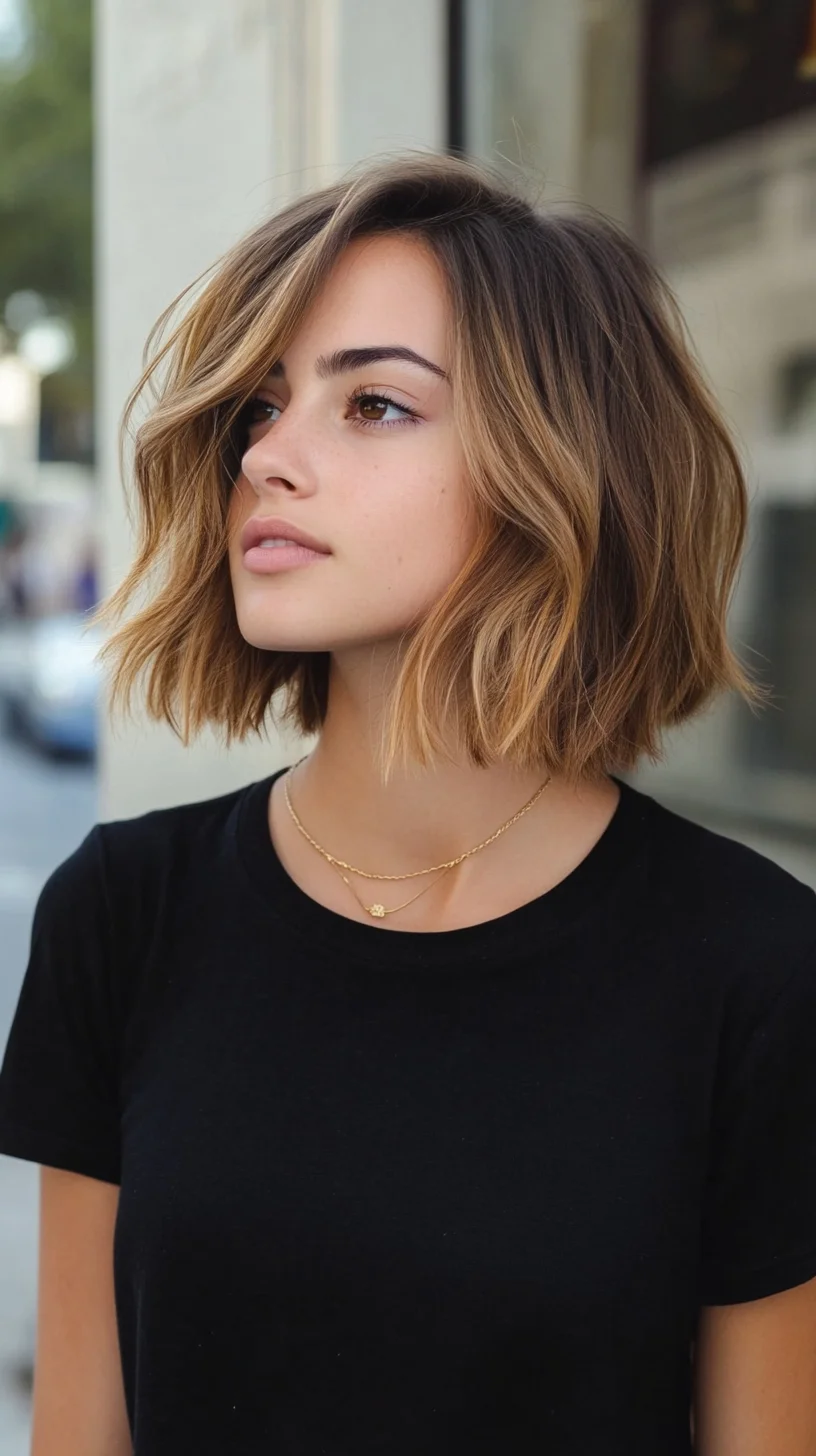 Effortless Chic The Modern Textured Bob with Luminous Highlights