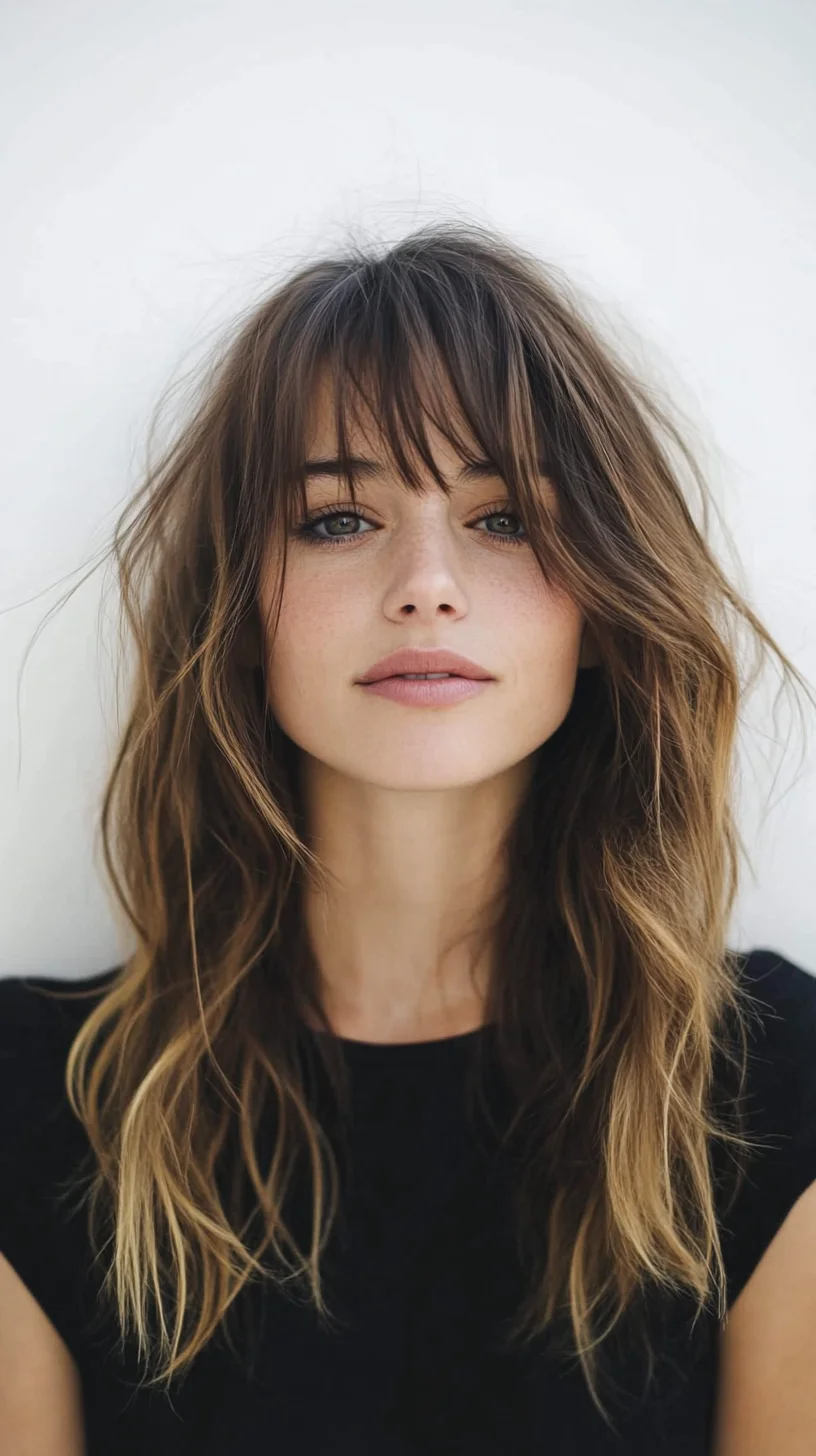 Effortless Chic: The Perfect Long Layered Hair with Bangs