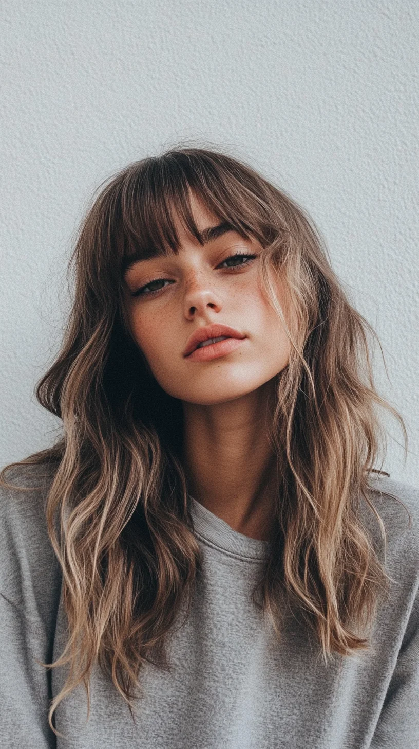 Effortless Chic The Soft Wavy Lob with Bangs