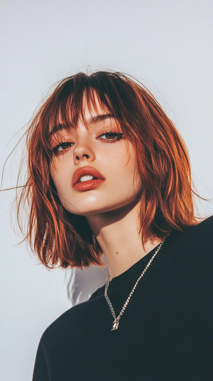 Effortless Chic: The Textured Bob with Bangs