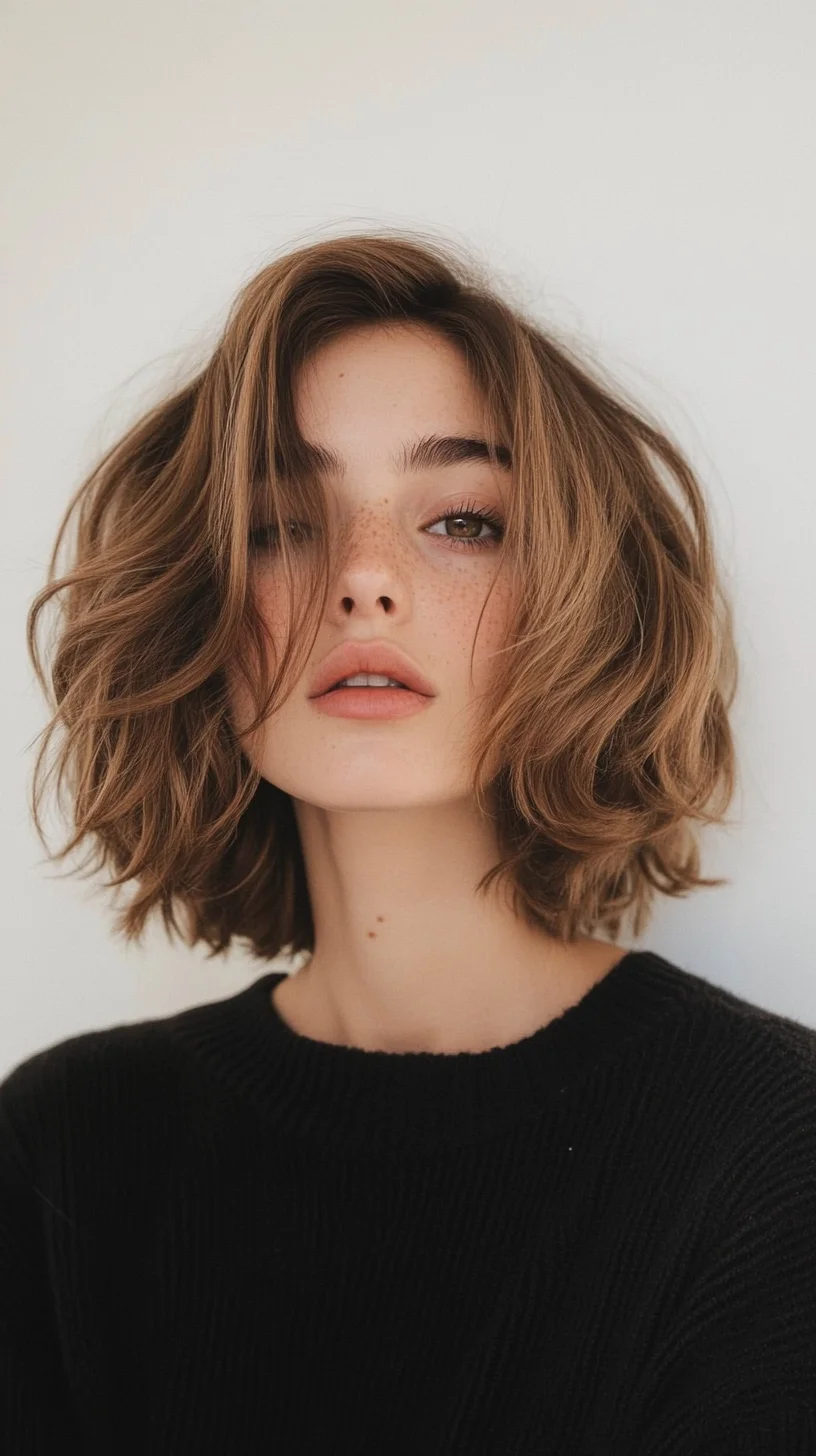 Effortless Chic The Textured Bob with Wavy Elegance