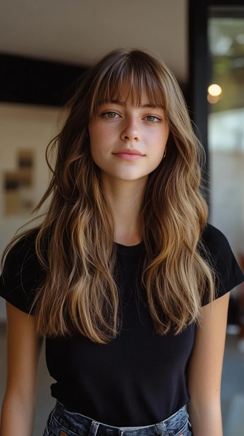 Effortless Elegance: Long Layers with Soft Bangs