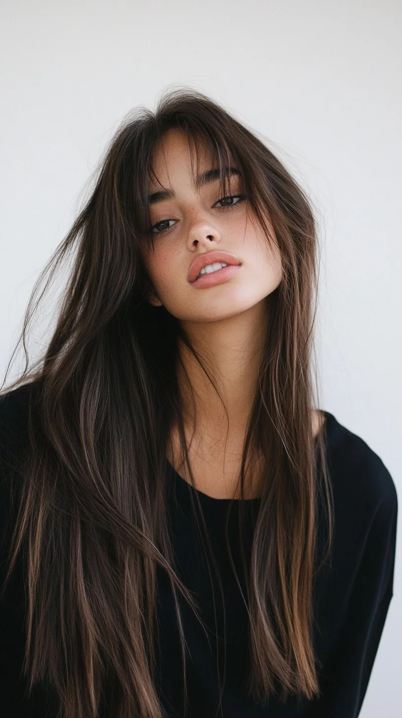 Effortless Elegance: The Long Layered Hairstyle with Soft Bangs