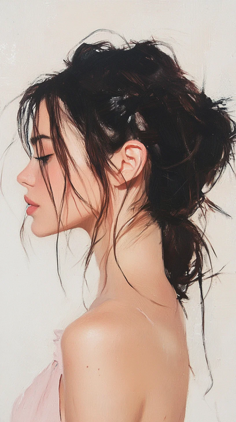 Effortless Elegance The Messy Bun with Face-Framing Strands