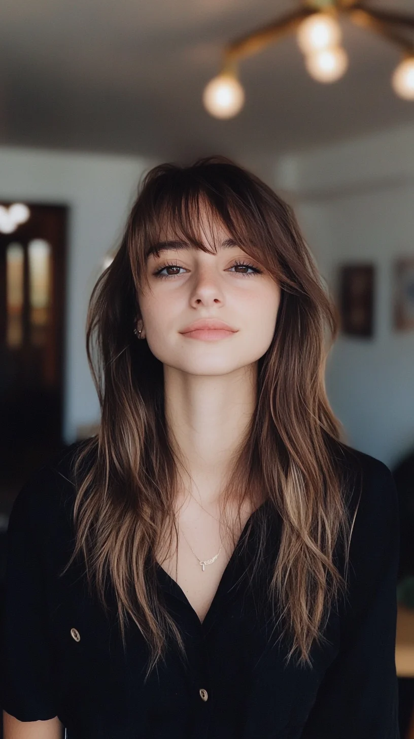 Effortless Elegance: The Soft Layered Long Hairstyle with Curtain Bangs