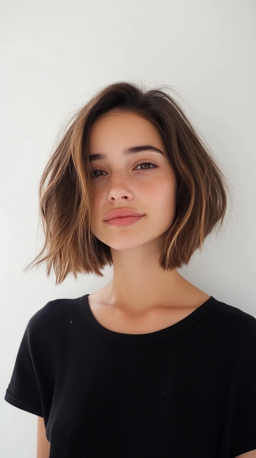 Effortless Elegance The Textured Shoulder-Length Bob