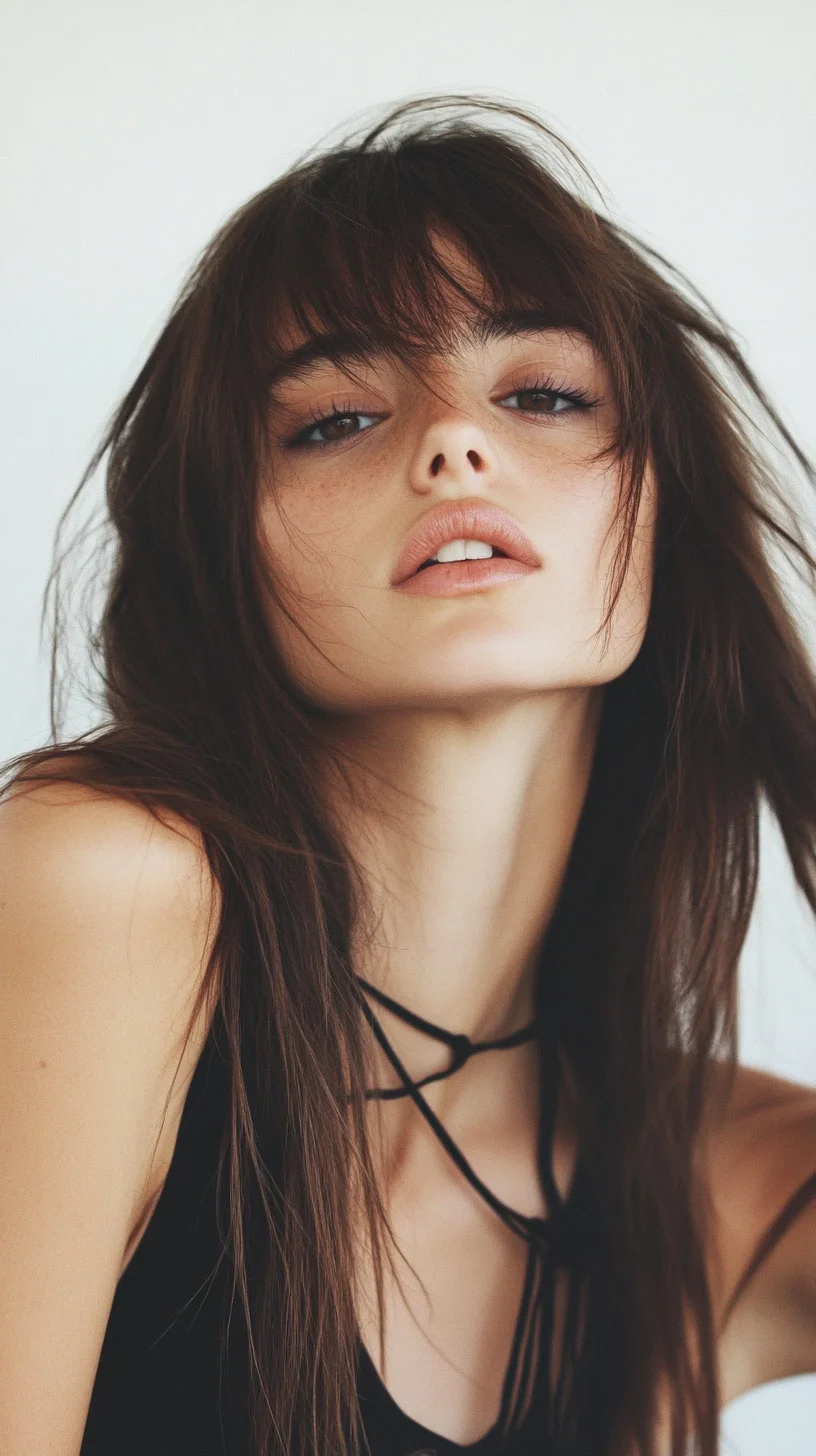 Effortless Elegance The Tousled Long Layers with Bangs