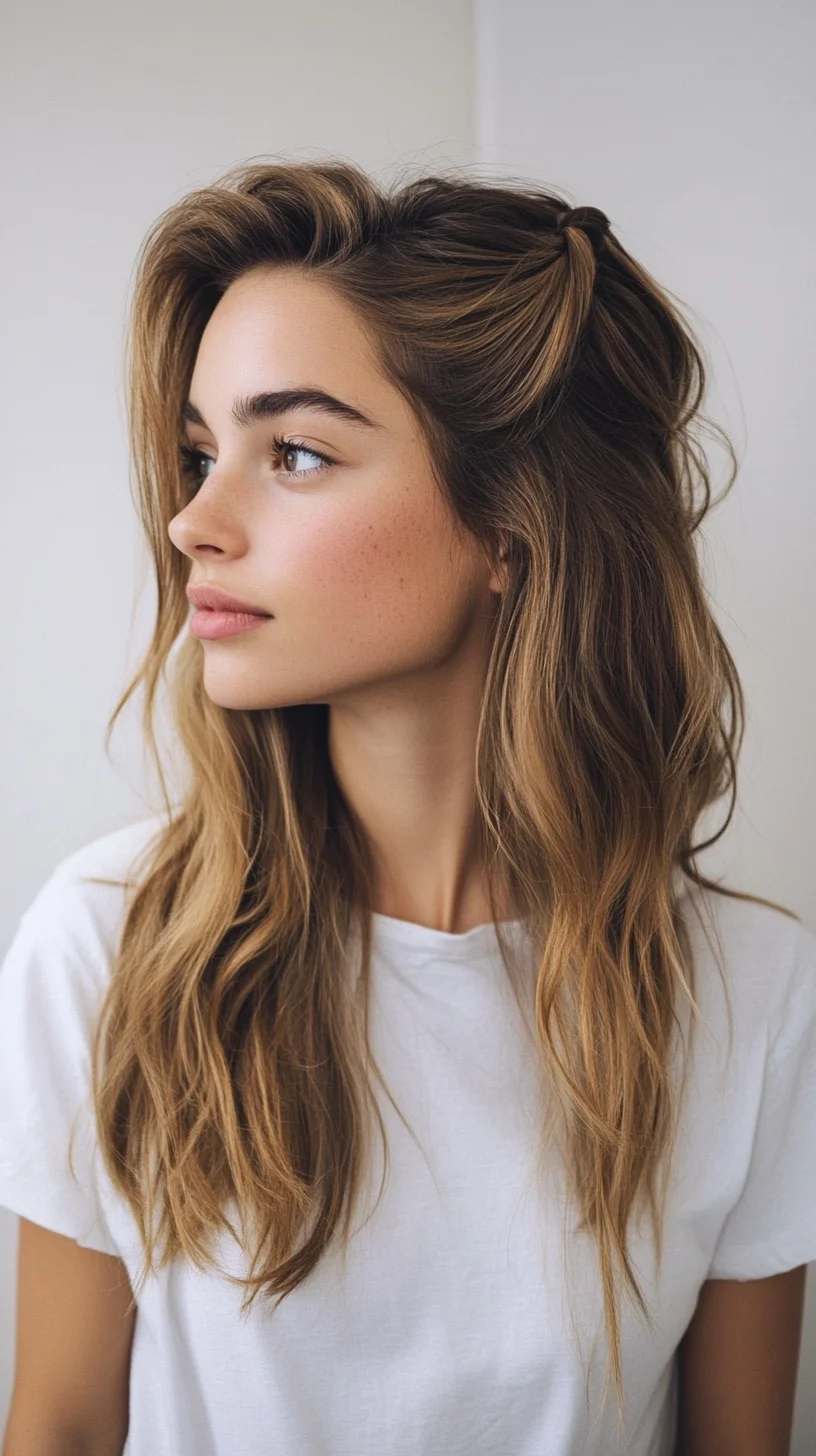 Effortless Elegance The Trendy Half-Up Beach Waves