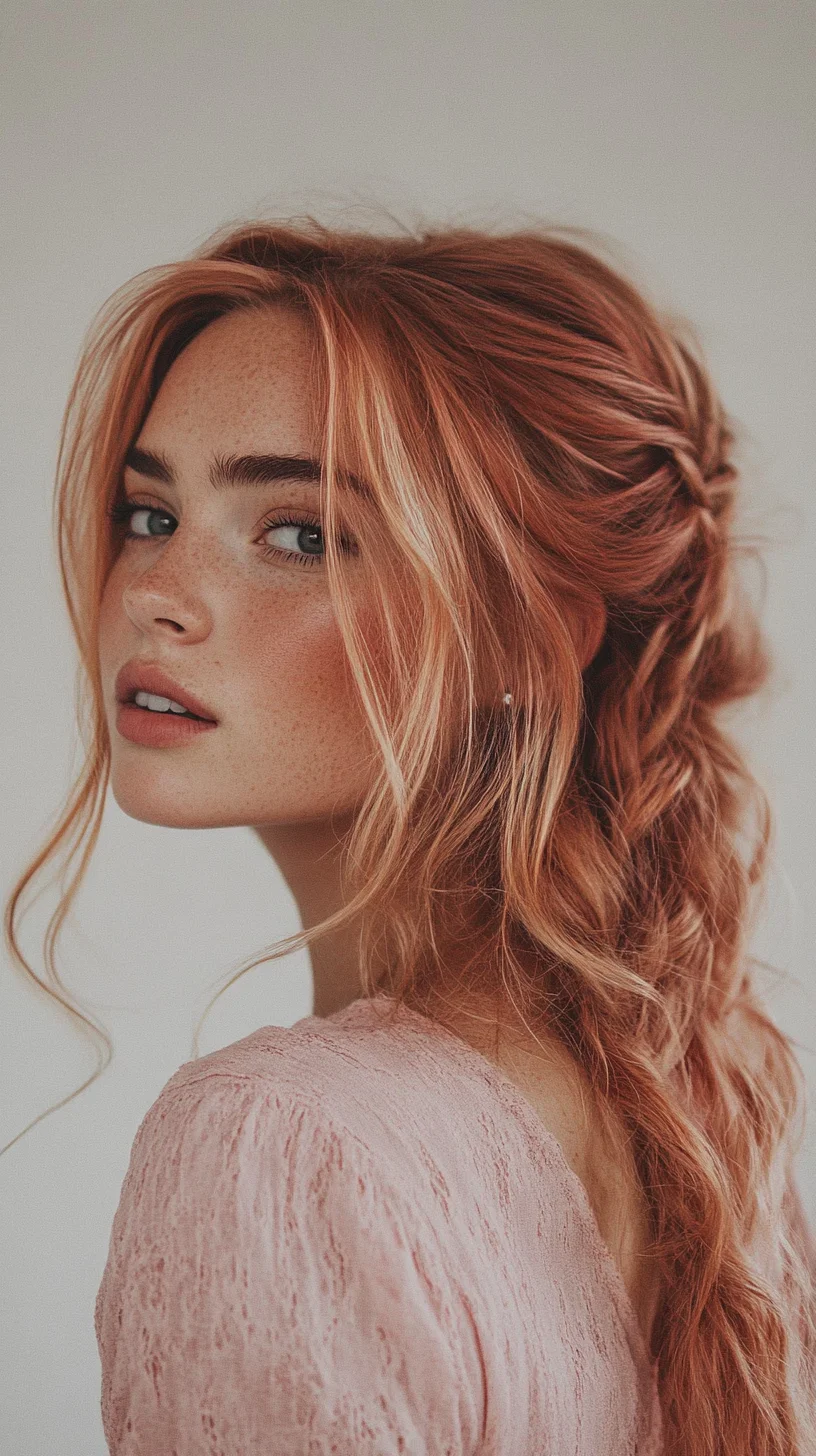 Effortless Elegance The Wavy Half-Up Braid