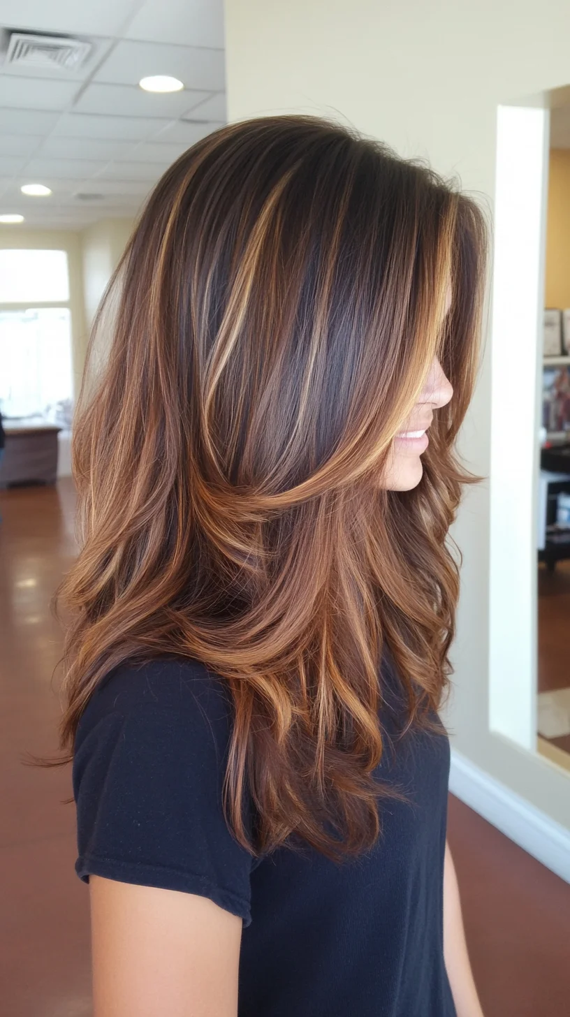 Effortless Glam: Long, Layered Waves with Luminous Highlights