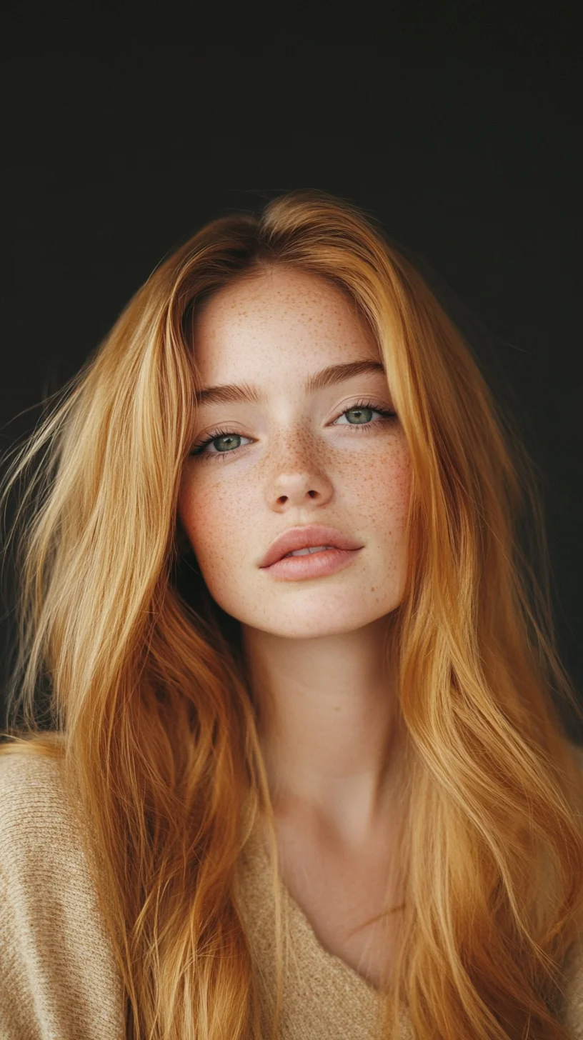 Effortless Glam: Luscious Long Waves with a Touch of Freckles