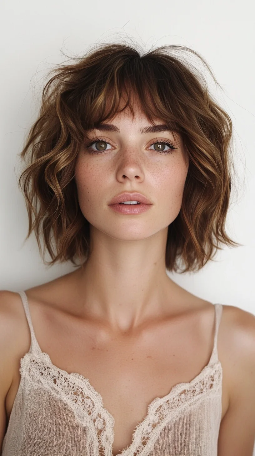 Effortless Waves: The Chic, Layered Bob with Shaggy Bangs