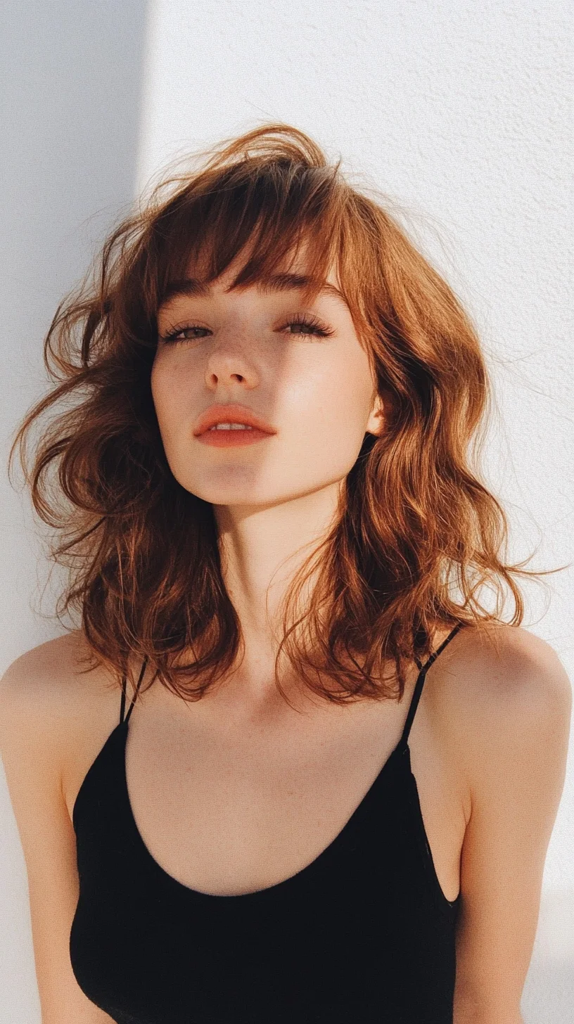 Effortless Waves: The Perfect Tousled Lob with Bangs