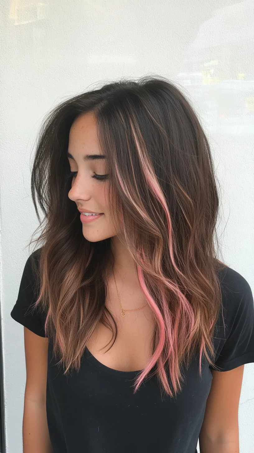 Effortless Waves with a Pop of Pink A Stylish Blend of Fun and Elegance