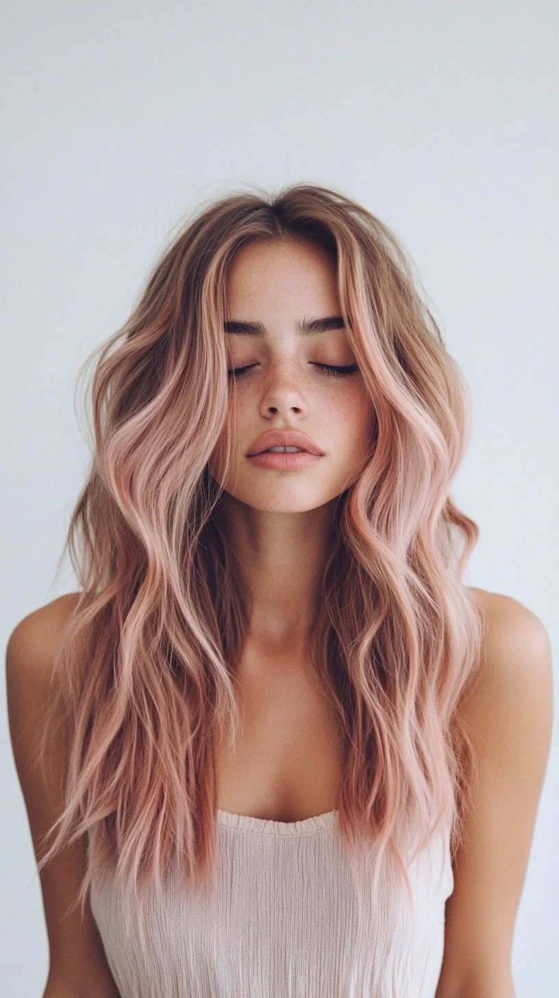 Effortless Waves with a Touch of Rose A Perfect Blend of Chic and Playful