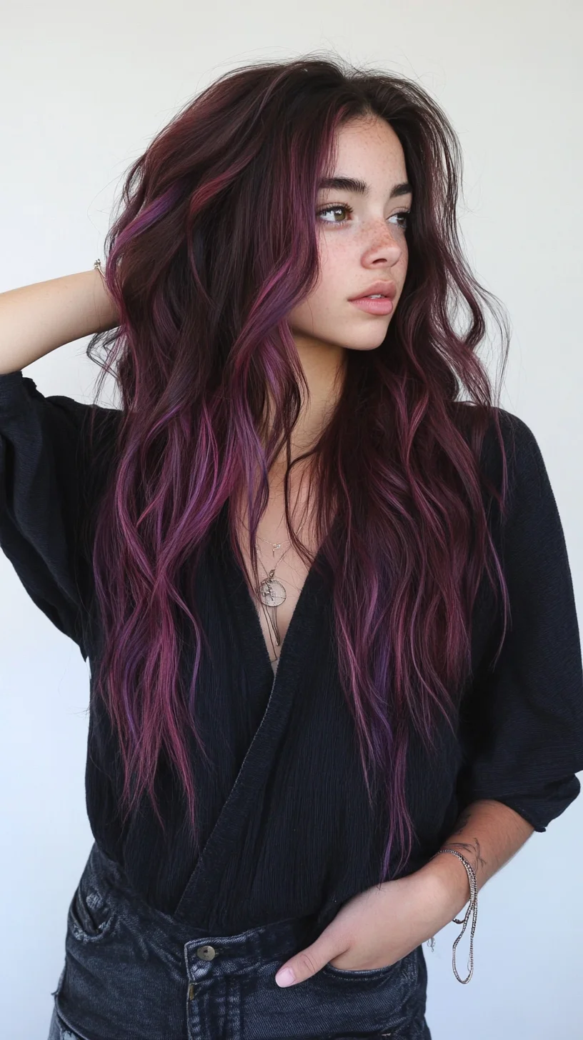 Effortlessly Bold: The Luscious Purple-Highlighted Waves