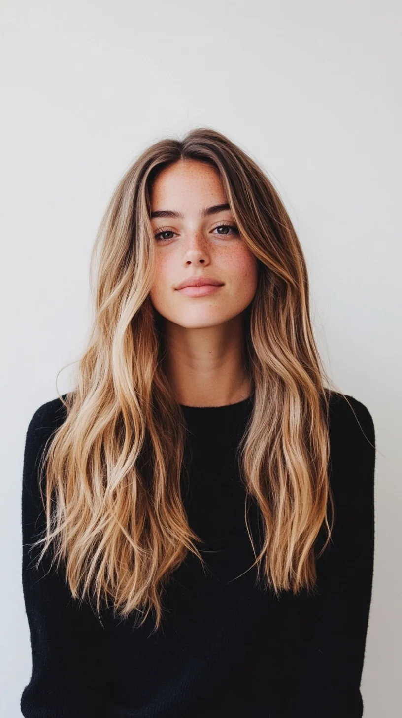 Effortlessly Chic Beach Waves with Balayage Blend