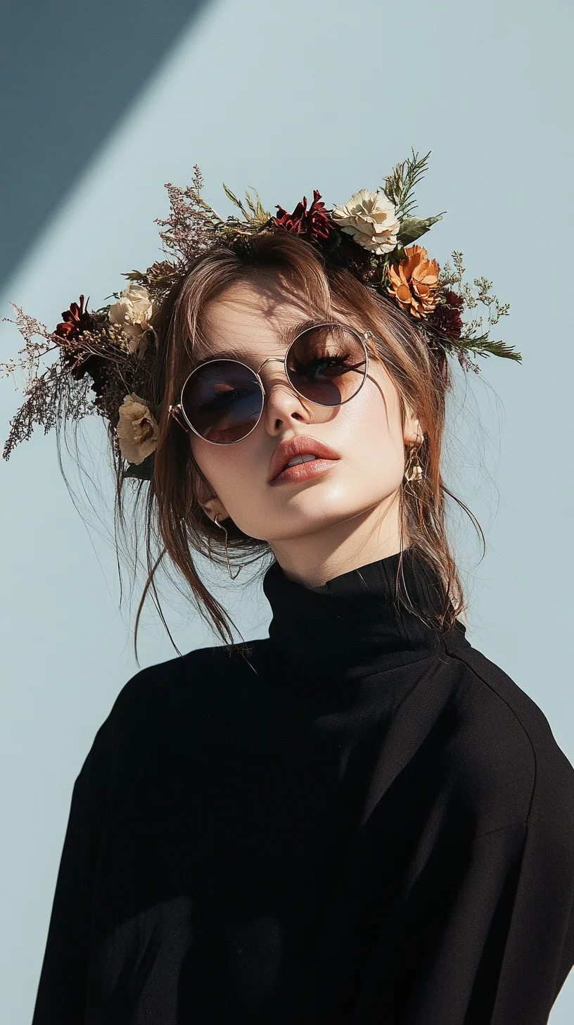 Effortlessly Chic Boho Updo with Floral Accents