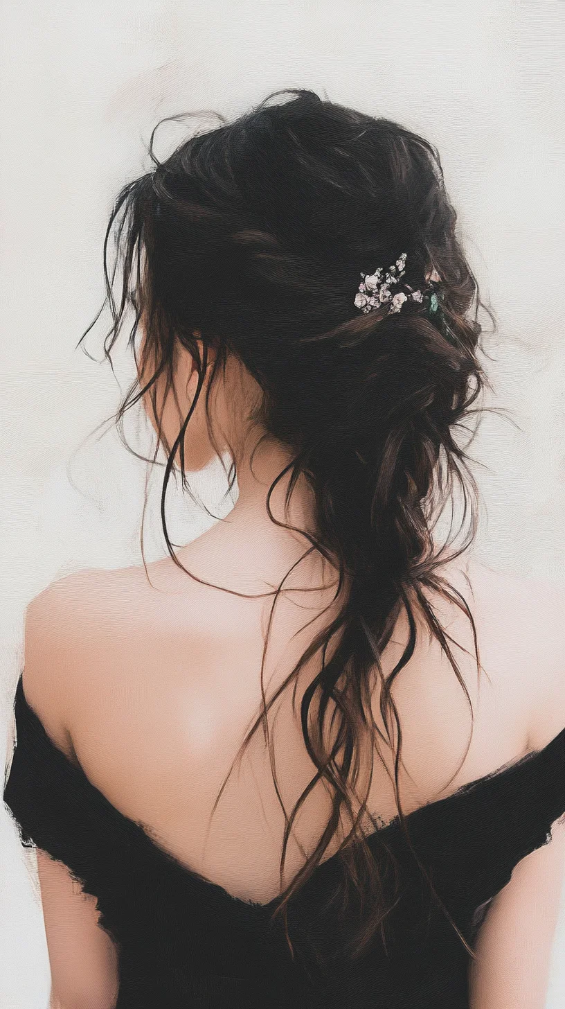 Effortlessly Chic Boho Waves with Floral Accents for a Romantic Look