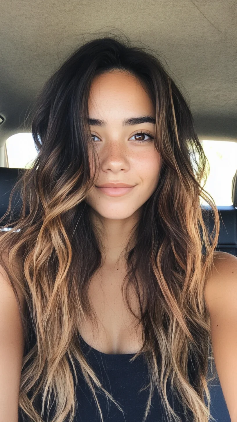 Effortlessly Chic: Boho Waves with Sun-Kissed Highlights