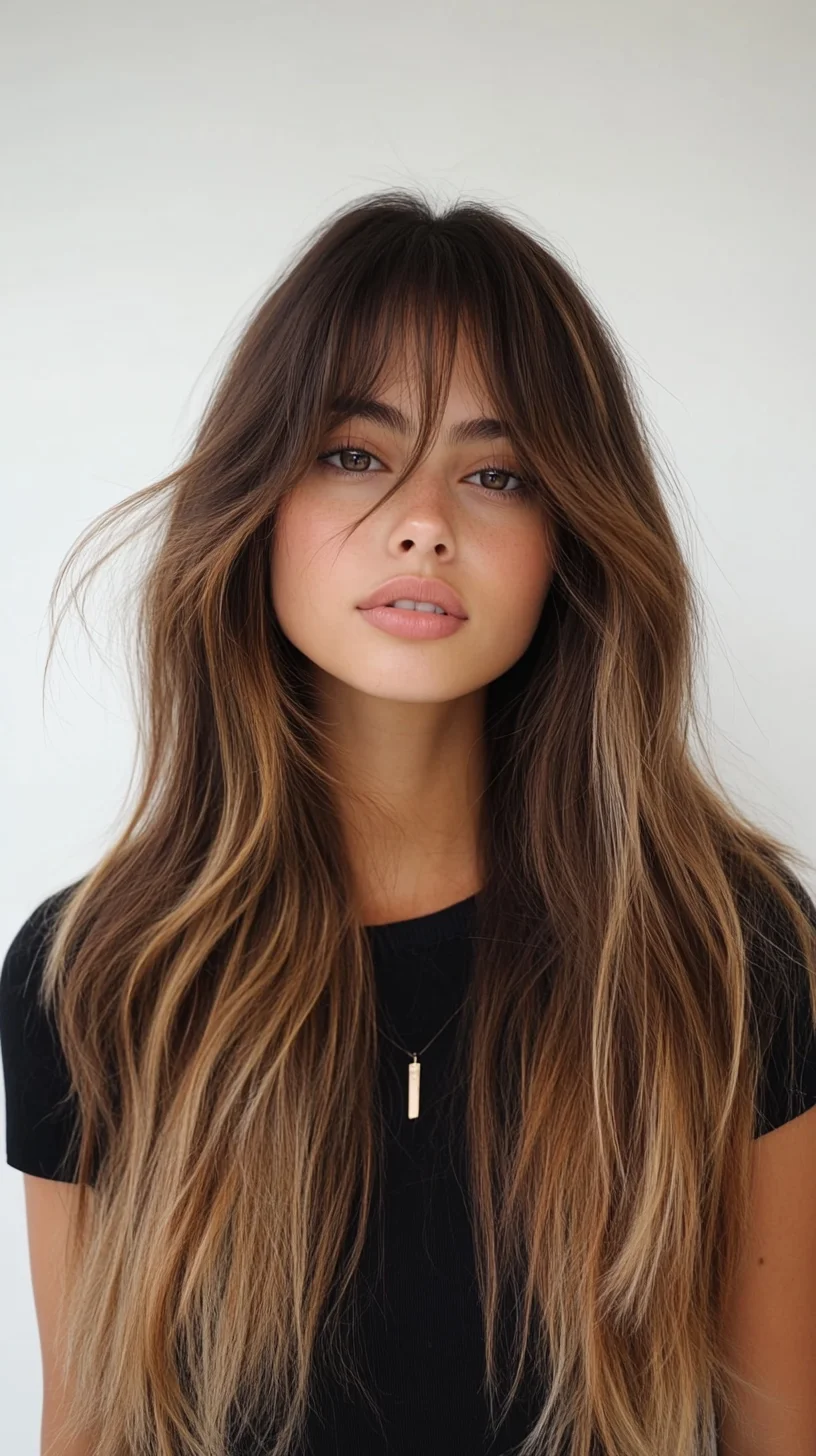 Effortlessly Chic: Embrace the Dreamy Long Layers with Bangs