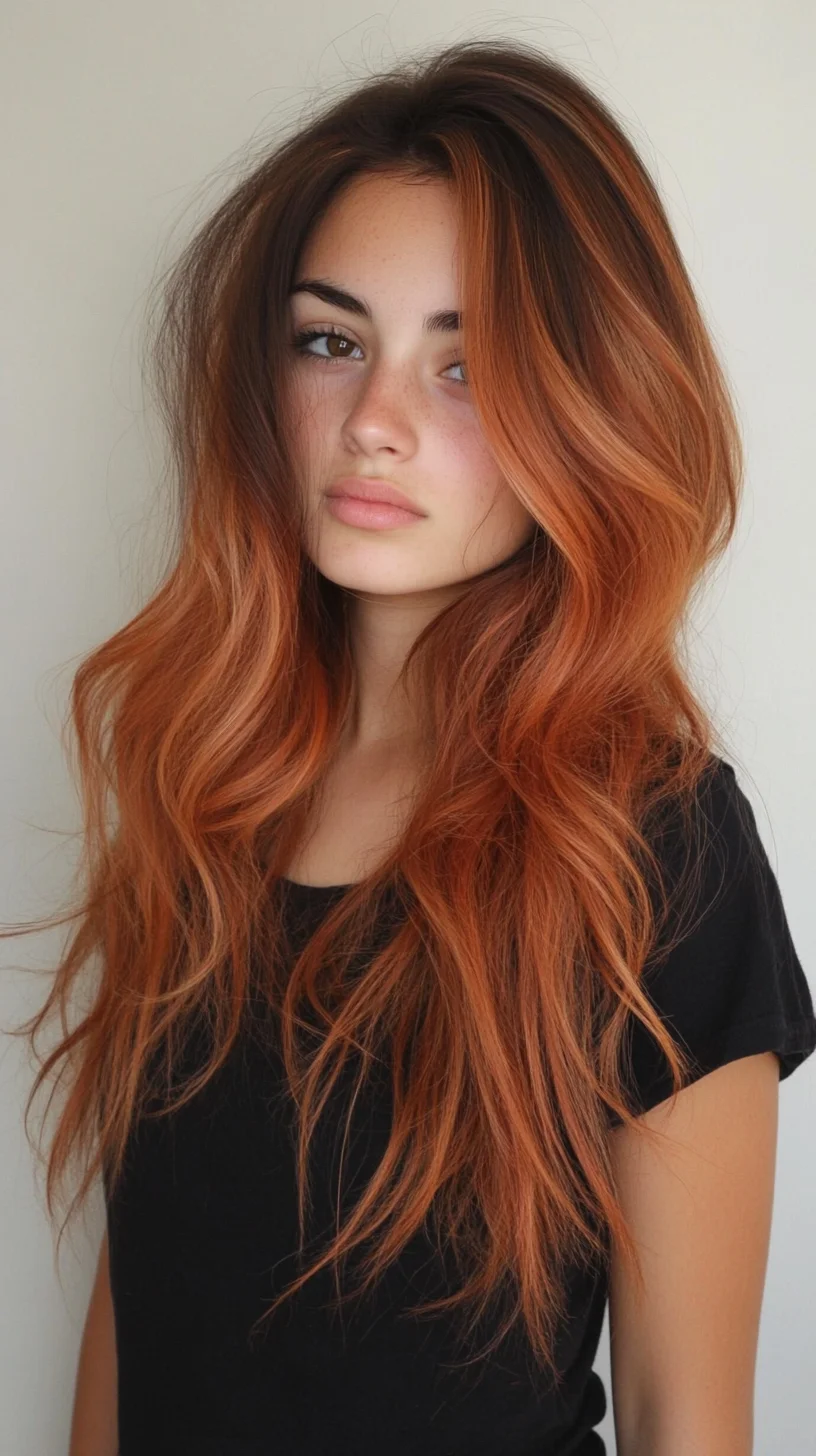 Effortlessly Chic: Embrace the Lush Waves of Vibrant Copper Tresses