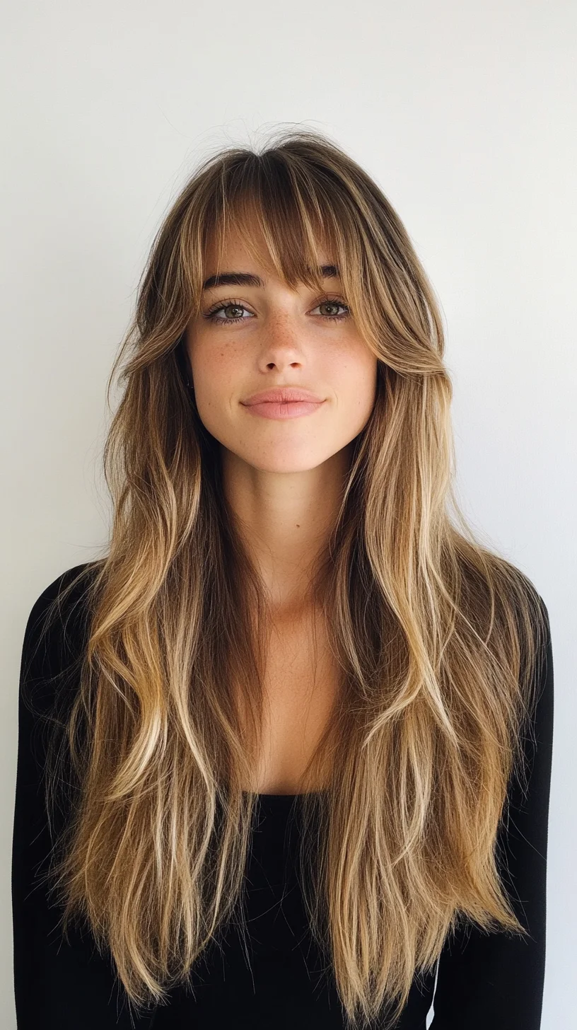 Effortlessly Chic: Flowing Layers with Soft Bangs