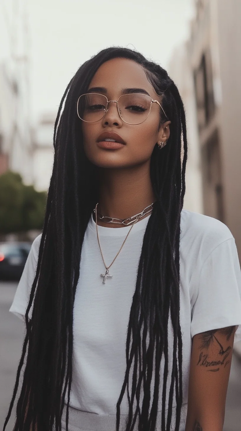 Effortlessly Chic: Long Box Braids with Flair