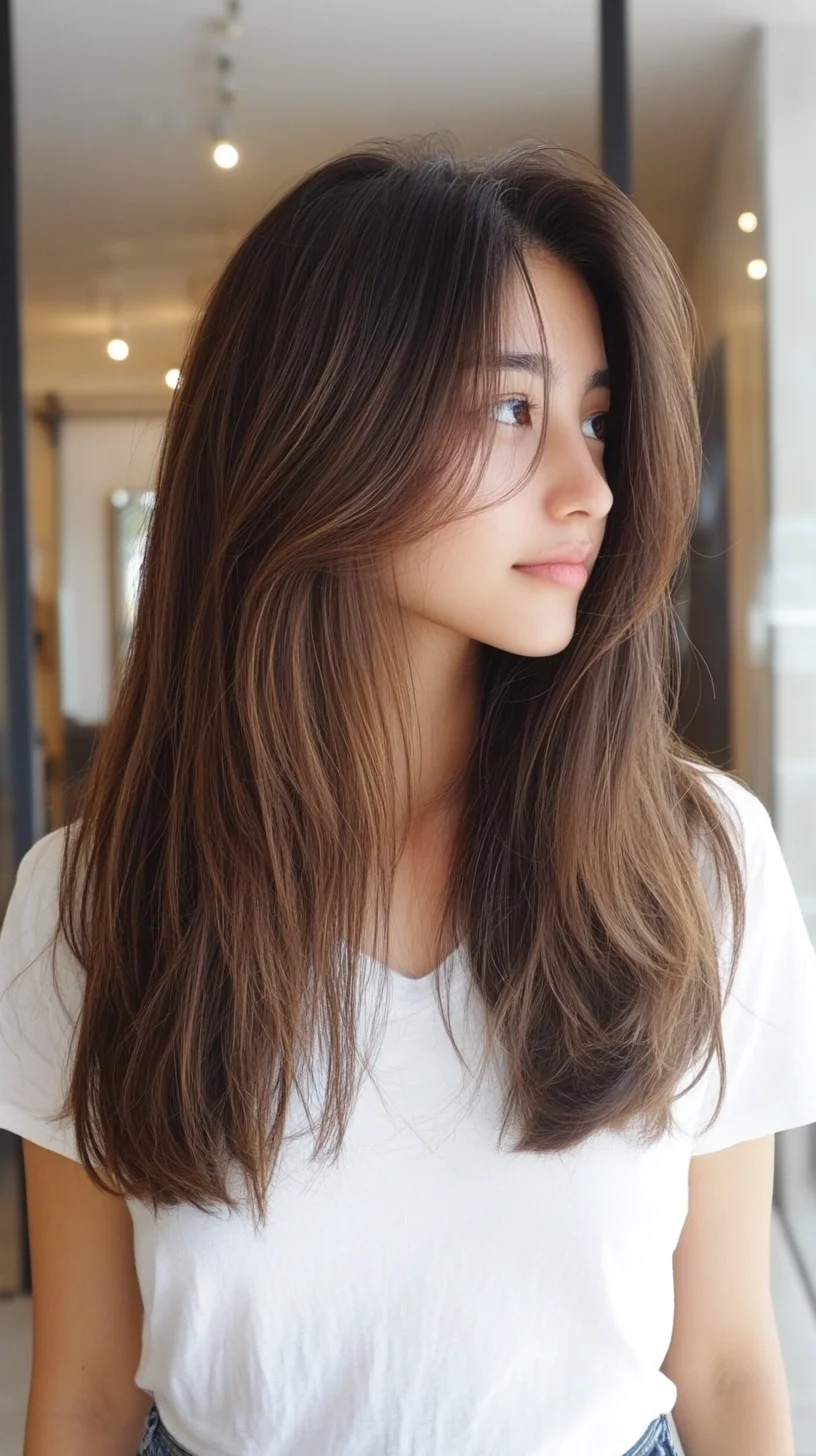 Effortlessly Chic Long Layered Waves for a Fresh, Luminous Look