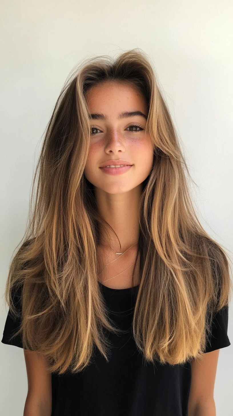 Effortlessly Chic: Long, Layered Waves for a Natural Look