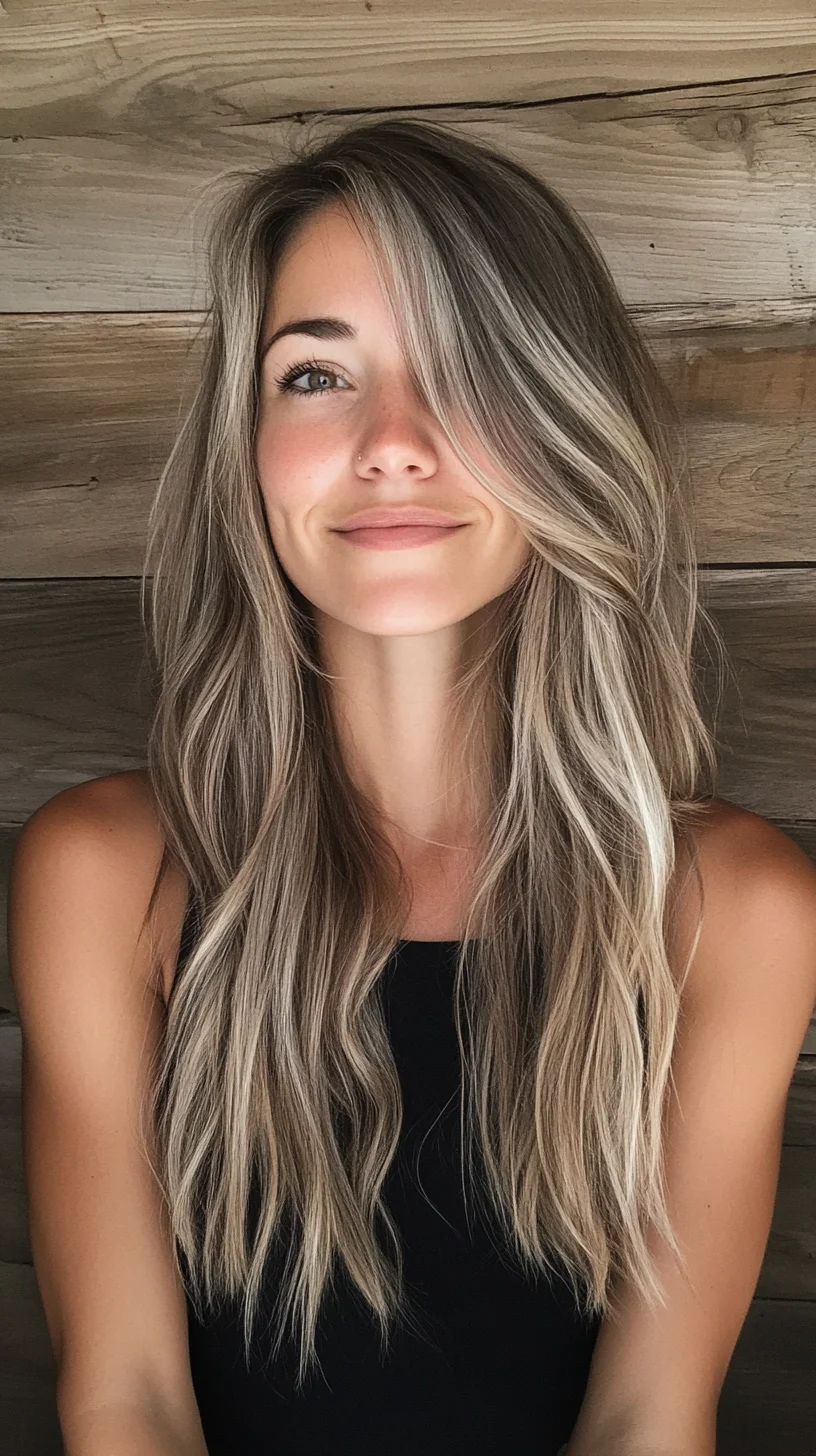 Effortlessly Chic Long Layered Waves with Sun-Kissed Highlights