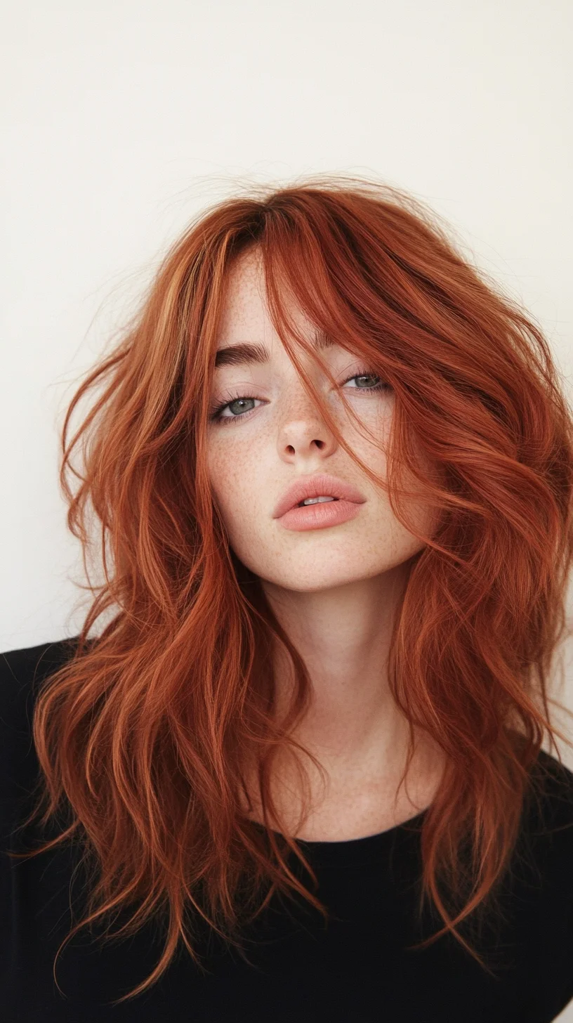 Effortlessly Chic Long Tousled Waves for Vibrant Redheads