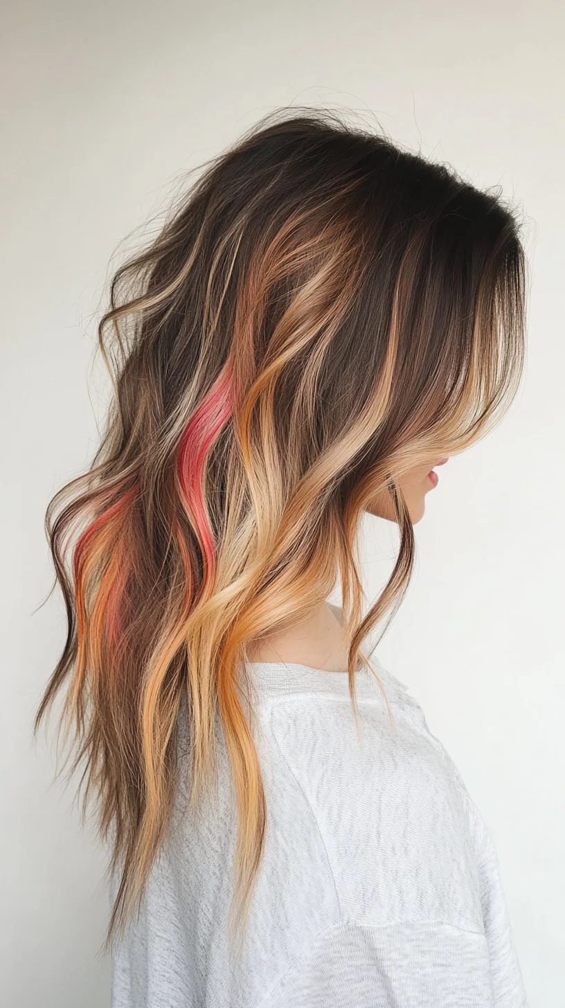 Effortlessly Chic: Luscious Waves with a Pop of Color