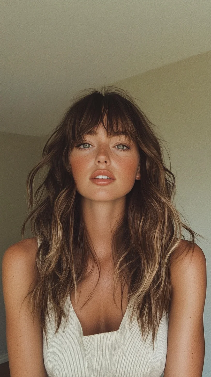 Effortlessly Chic The Beachy Wave with Flirty Bangs